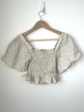Lulus square neck smocked short sleeve top size XS
